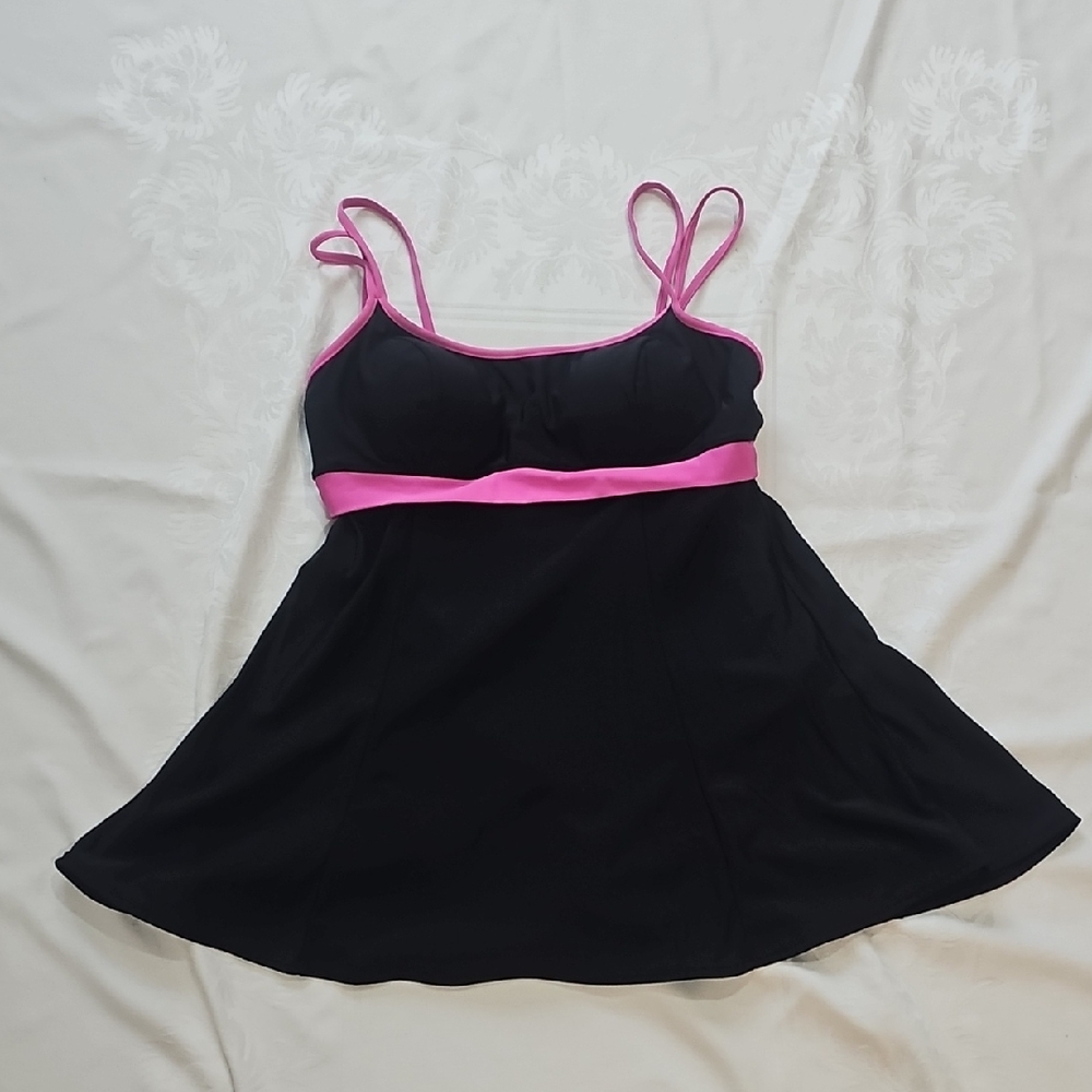 Elegant Black and Pink One-Piece Swimsuit
